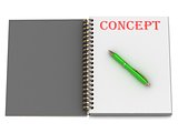 CONCEPT inscription on notebook page 