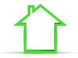 3d render of green house icon with window 