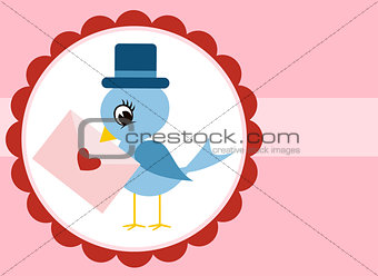 bird love letter valentine card