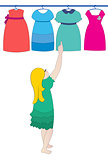 a child choosing blue dress