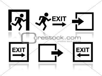 Emergency exit icons vector set