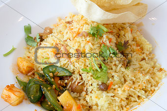 Indian Nasi Briyani Rice Dish Closeup