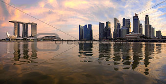 Reflection of Singapore Skyline Panorama