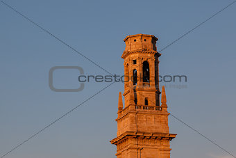 Bell Tower of Duomo Cathedral in Verona in the Morning, Veneto, 