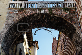 Arch Between Piazza Erbe and Signori in Verona with Hanging Whale bone