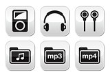 Mp3 player vector buttons set