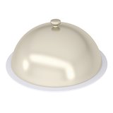 Glossy ceramic salver dish with an cover over it