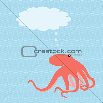 Vector card with octopus and place for text