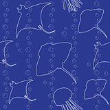 Seamless pattern with stingray silhouettes