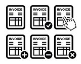 Invoice, finance vector icons set