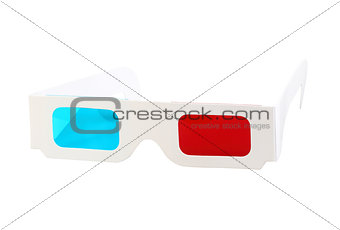 Red-blue paper glasses