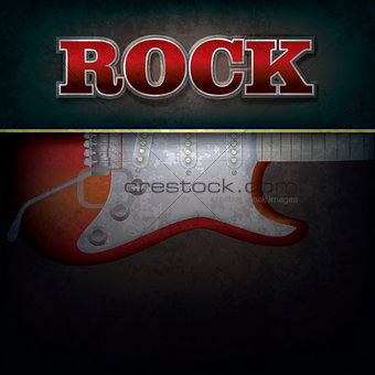 abstract background with word rock and electric guitar