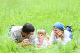 young family in nature