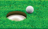 Golf ball on a tee, simple golf background