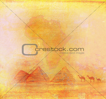 old paper with pyramids giza 