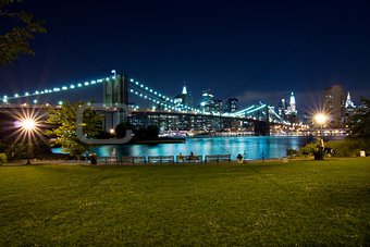 New York, Brooklyn Bridge at night