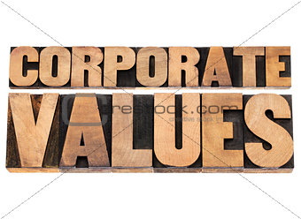 corporate values in wood type