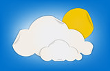 Cloud and sun shape weather icon made by folded paper