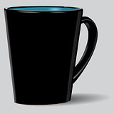 Black cup isolated.