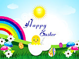 abstract easter background with rainbow