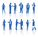 Business people blue silhouettes