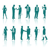 Business people green silhouettes