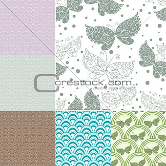 Collection seamless pastel patterns