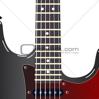 Black electric guitar on a white background
