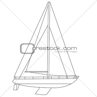 Sailing boat floating. Vector illustration.