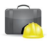 suitcase and construction helmet