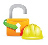 construction helment and unlock padlock