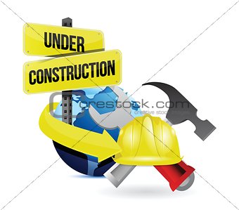 international globe under construction sign