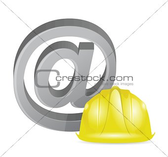 Internet at sign under construction illustration