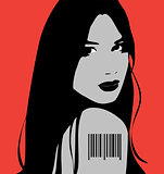 Girl with bar code