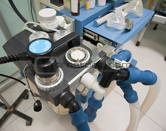 Ventilator machine in an operating room