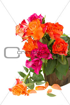 bouquet  of  fresh pink and orange roses