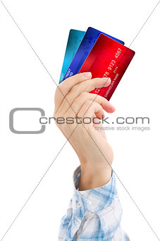 hand holding credit cards