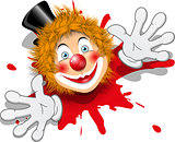 redhaired clown in white gloves