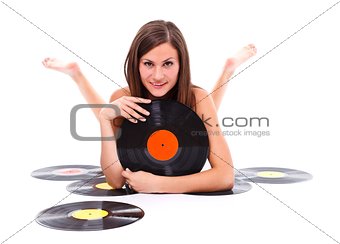 Girl with vinyl disc