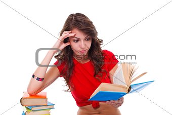 Girl reading interesting book