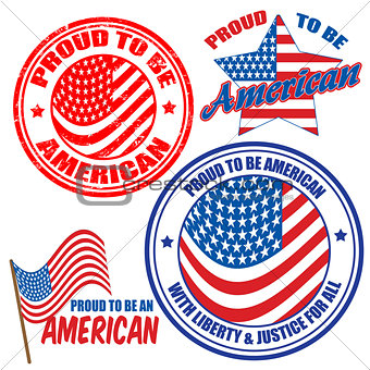 Proud to be american signs and stamps