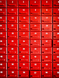 Numbered red wooden cases