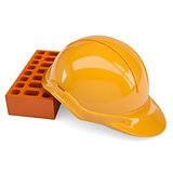 Building bricks and helmet