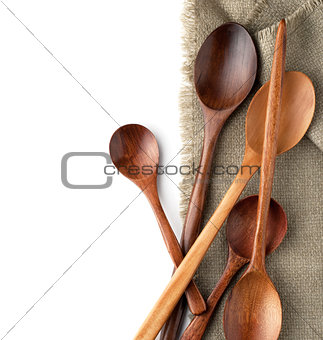 Spoons on a kitchen towel
