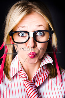 Surprised business woman with thinking expression