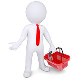3d white man with a shopping basket