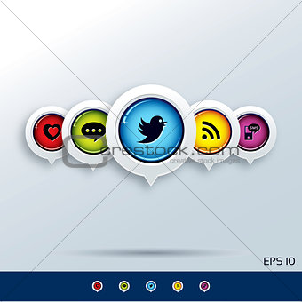Set of modern social networking icons.