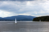 Sailing yachts on Lipno lake, Czech Republic.