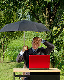 Businessman Working Outdoors