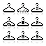 Hanger, sale, buy 1 get 1 free icons set